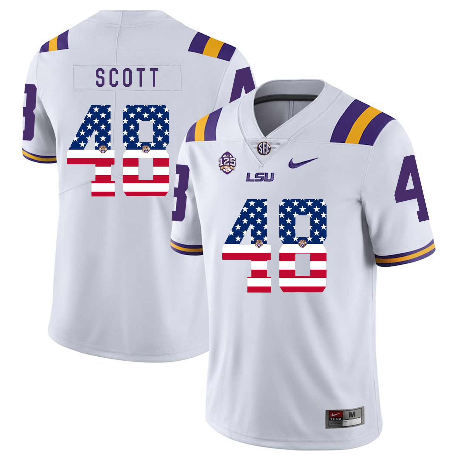 Men LSU Tigers #48 Scott White Flag Customized NCAA Jerseys
